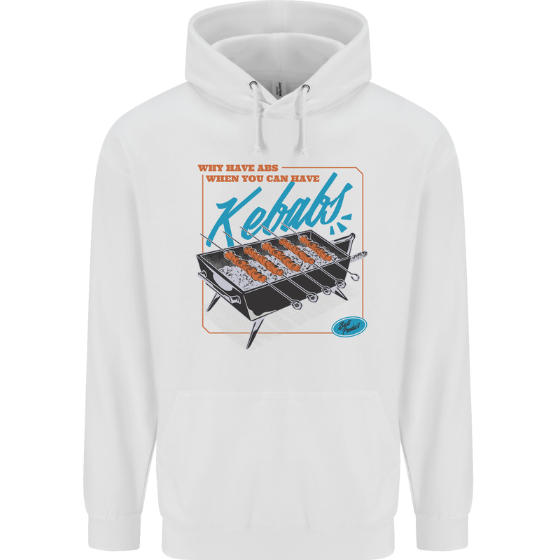 Abs Kebabs Funny Gym Overweight Fat Mens 80% Cotton Hoodie White
