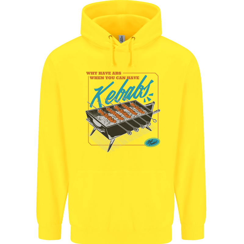 Abs Kebabs Funny Gym Overweight Fat Mens 80% Cotton Hoodie Yellow
