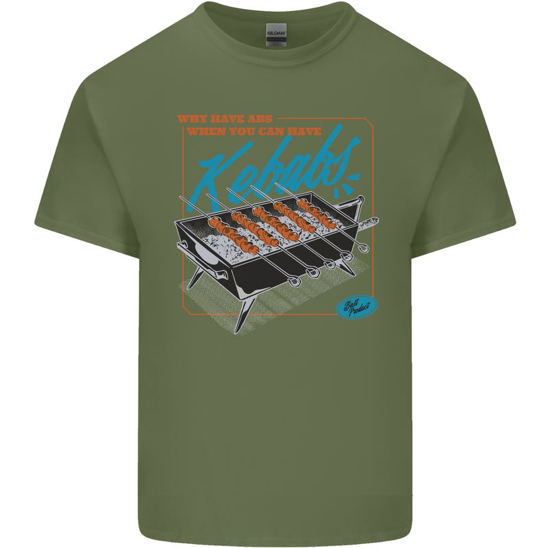 Abs Kebabs Funny Gym Overweight Fat Mens Cotton T-Shirt Tee Top Military Green