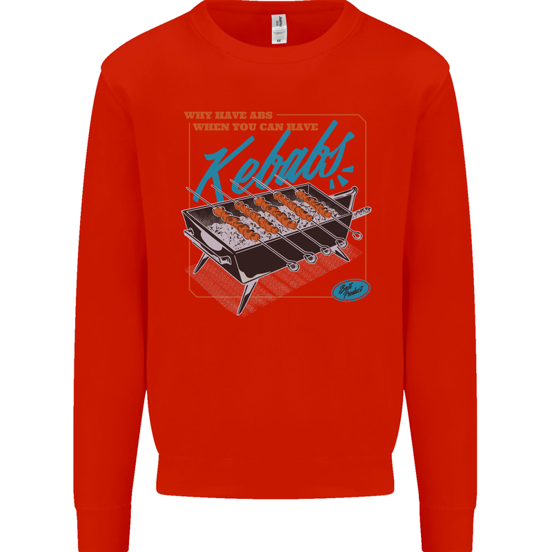 Abs Kebabs Funny Gym Overweight Fat Mens Sweatshirt Jumper Bright Red