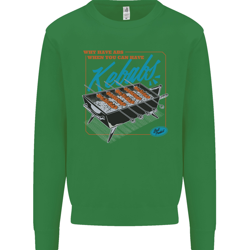 Abs Kebabs Funny Gym Overweight Fat Mens Sweatshirt Jumper Irish Green