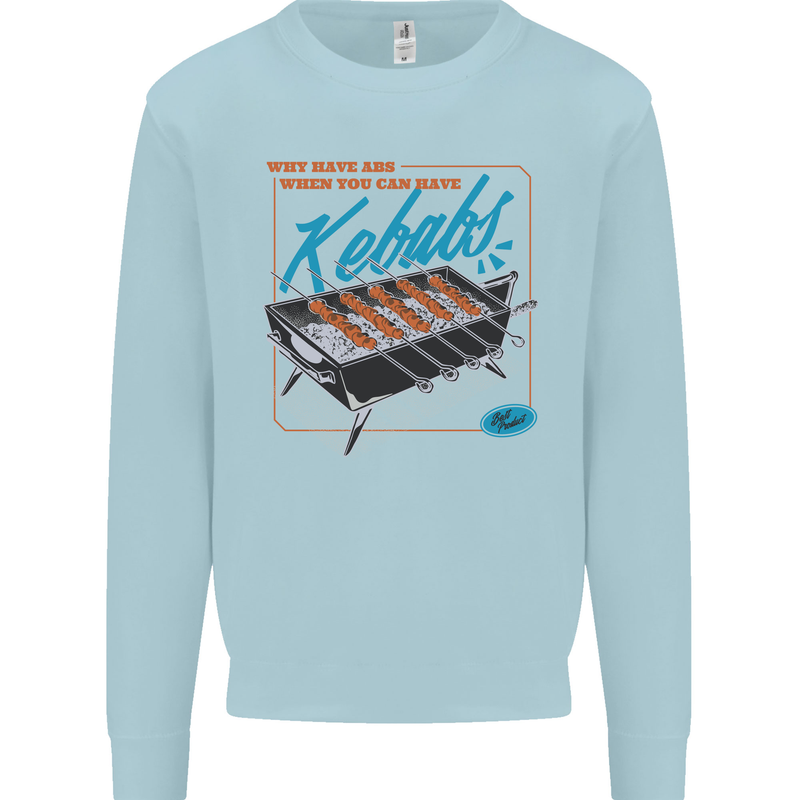 Abs Kebabs Funny Gym Overweight Fat Mens Sweatshirt Jumper Light Blue