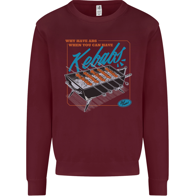 Abs Kebabs Funny Gym Overweight Fat Mens Sweatshirt Jumper Maroon