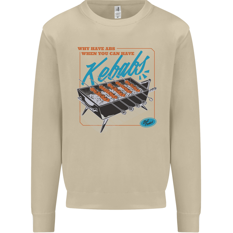 Abs Kebabs Funny Gym Overweight Fat Mens Sweatshirt Jumper Sand