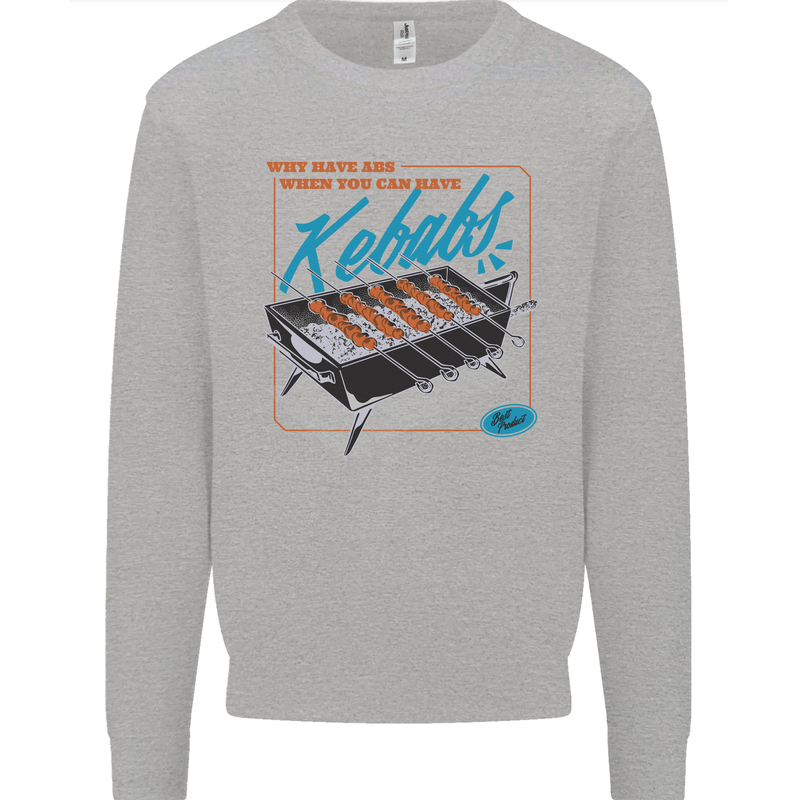 Abs Kebabs Funny Gym Overweight Fat Mens Sweatshirt Jumper Sports Grey