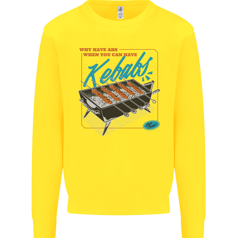 Abs Kebabs Funny Gym Overweight Fat Mens Sweatshirt Jumper Yellow