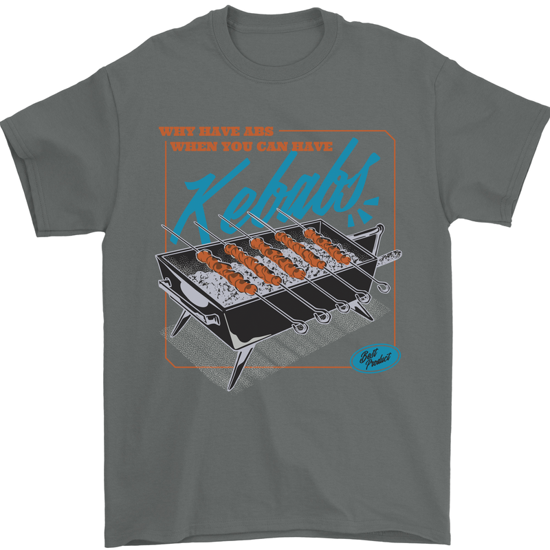 Abs Kebabs Funny Gym Overweight Fat Mens T-Shirt 100% Cotton Charcoal