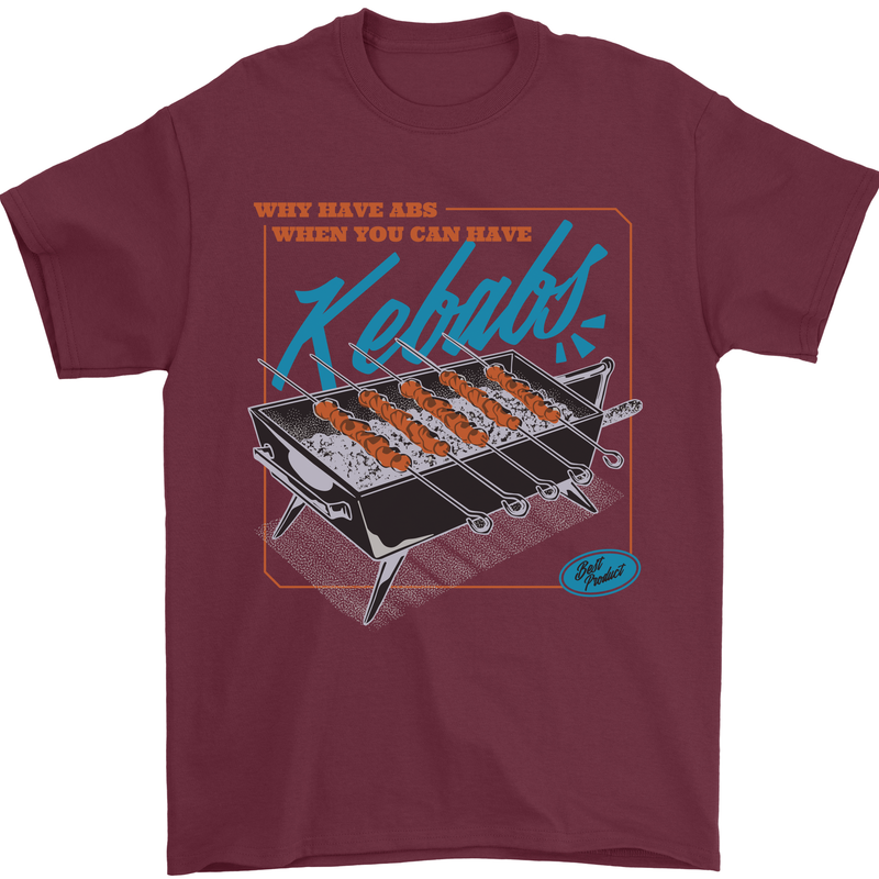 Abs Kebabs Funny Gym Overweight Fat Mens T-Shirt 100% Cotton Maroon