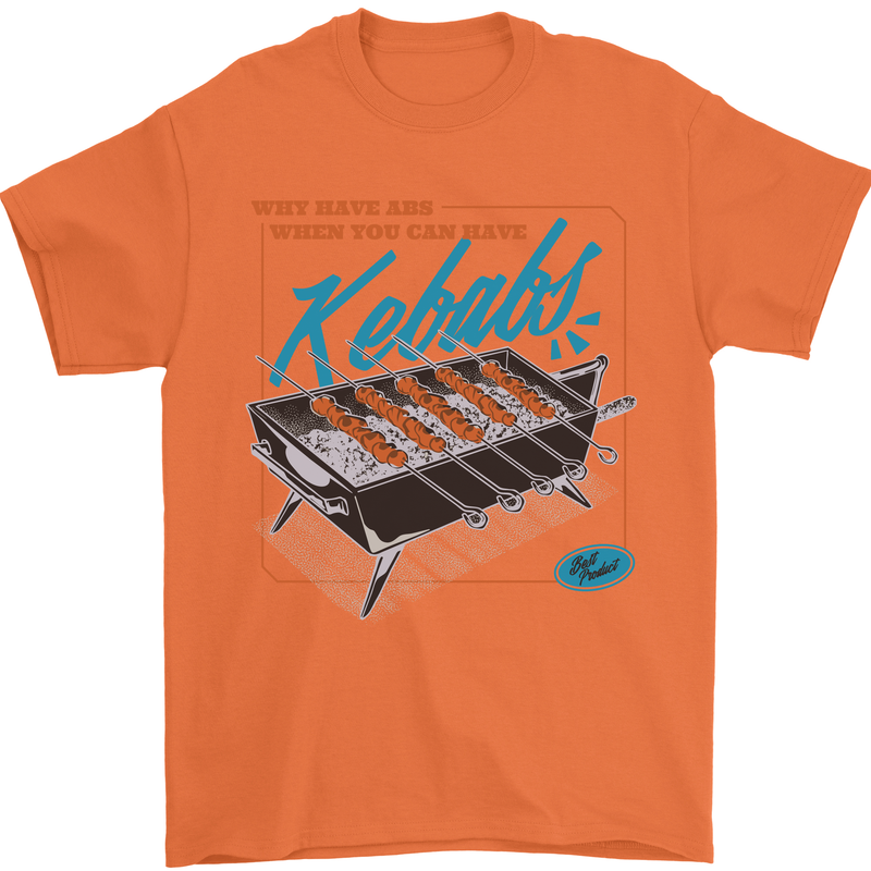 Abs Kebabs Funny Gym Overweight Fat Mens T-Shirt 100% Cotton Orange