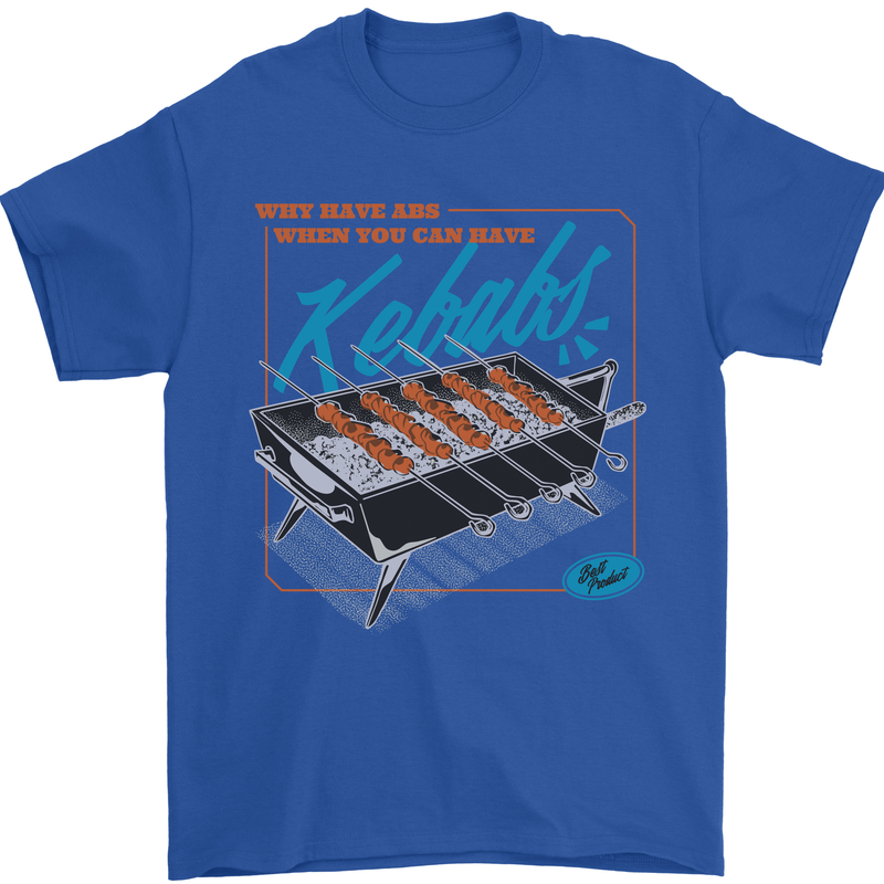 Abs Kebabs Funny Gym Overweight Fat Mens T-Shirt 100% Cotton Royal Blue