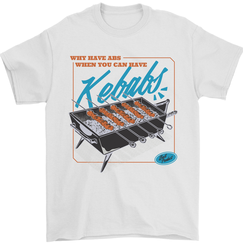 Abs Kebabs Funny Gym Overweight Fat Mens T-Shirt 100% Cotton White