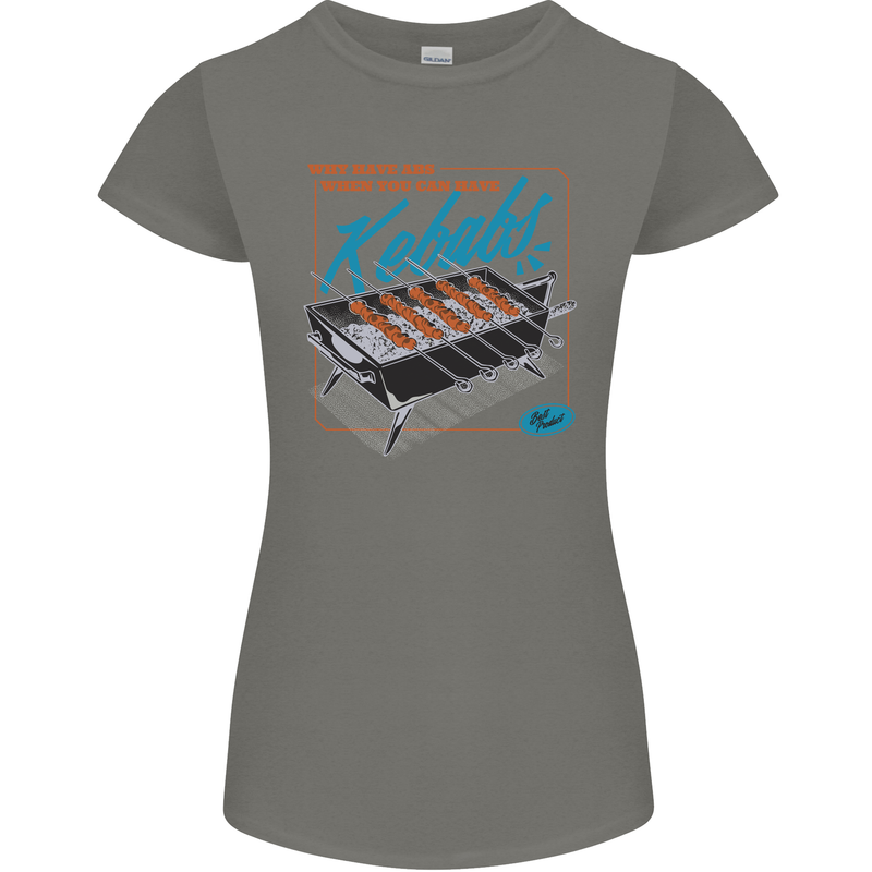 Abs Kebabs Funny Gym Overweight Fat Womens Petite Cut T-Shirt Charcoal