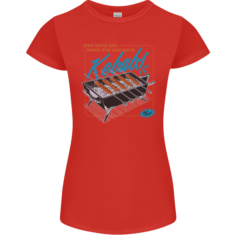Abs Kebabs Funny Gym Overweight Fat Womens Petite Cut T-Shirt Red