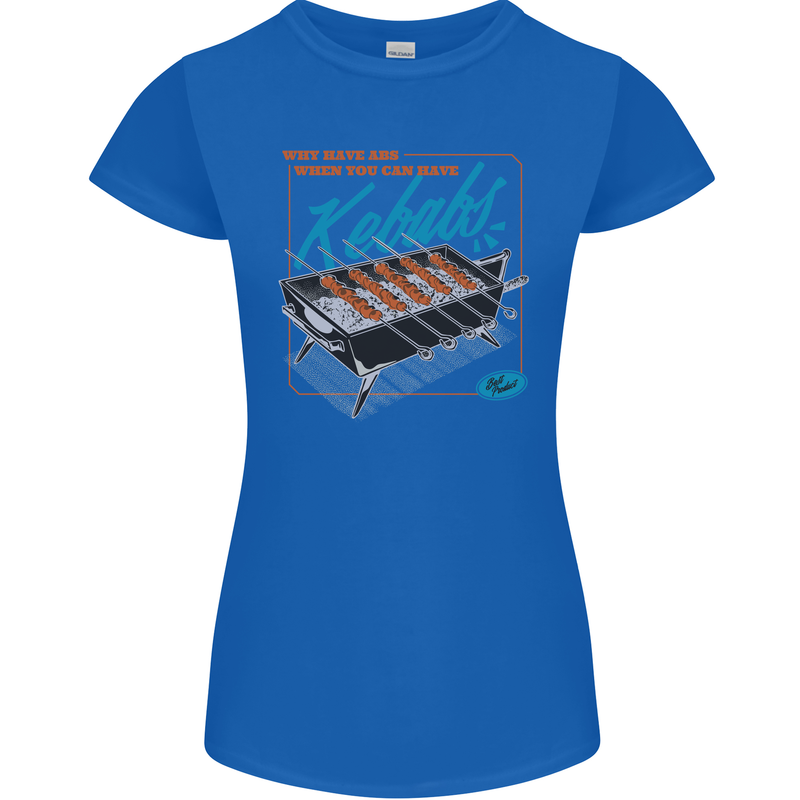 Abs Kebabs Funny Gym Overweight Fat Womens Petite Cut T-Shirt Royal Blue