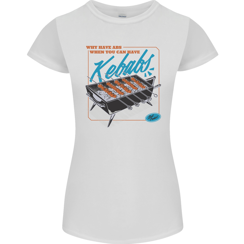 Abs Kebabs Funny Gym Overweight Fat Womens Petite Cut T-Shirt White