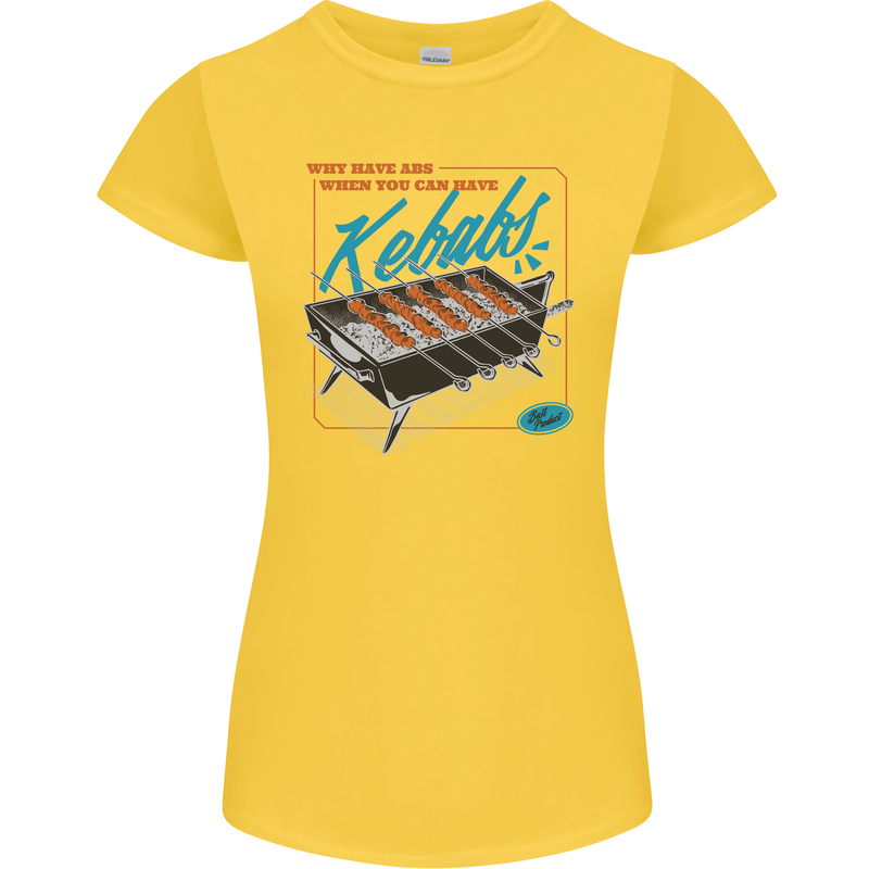 Abs Kebabs Funny Gym Overweight Fat Womens Petite Cut T-Shirt Yellow