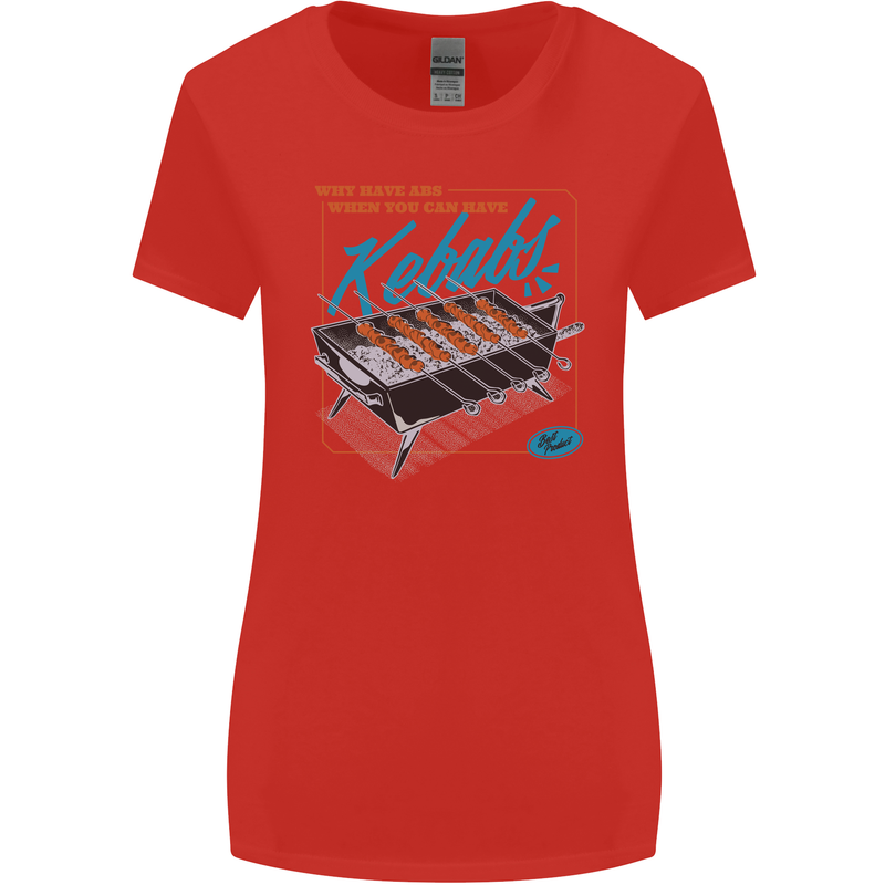 Abs Kebabs Funny Gym Overweight Fat Womens Wider Cut T-Shirt Red