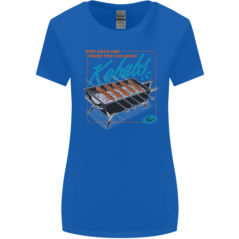 Abs Kebabs Funny Gym Overweight Fat Womens Wider Cut T-Shirt Royal Blue