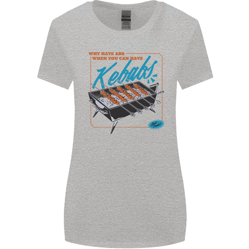 Abs Kebabs Funny Gym Overweight Fat Womens Wider Cut T-Shirt Sports Grey