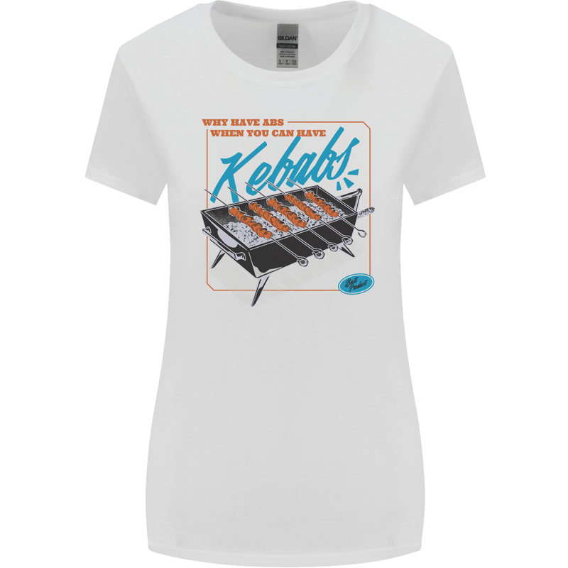 Abs Kebabs Funny Gym Overweight Fat Womens Wider Cut T-Shirt White