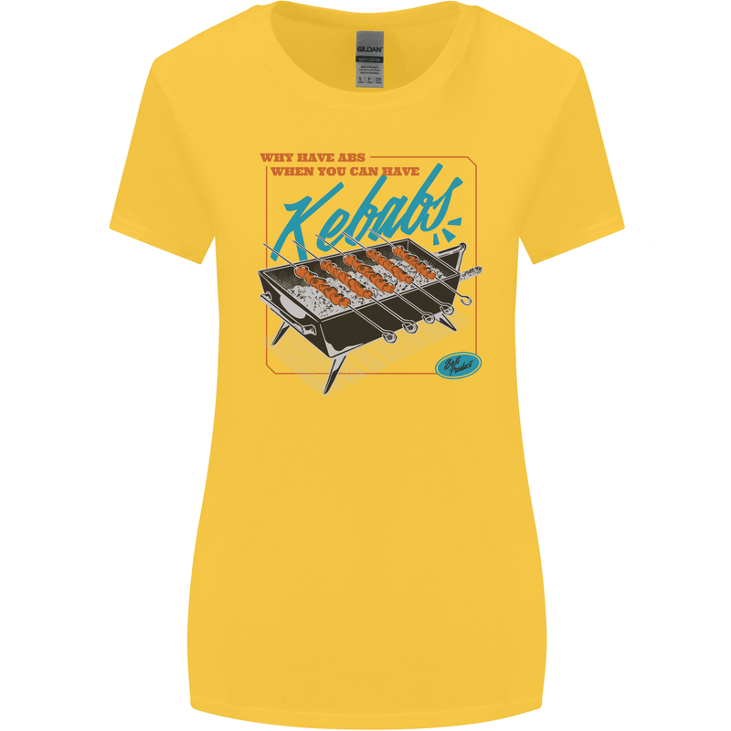 Abs Kebabs Funny Gym Overweight Fat Womens Wider Cut T-Shirt Yellow