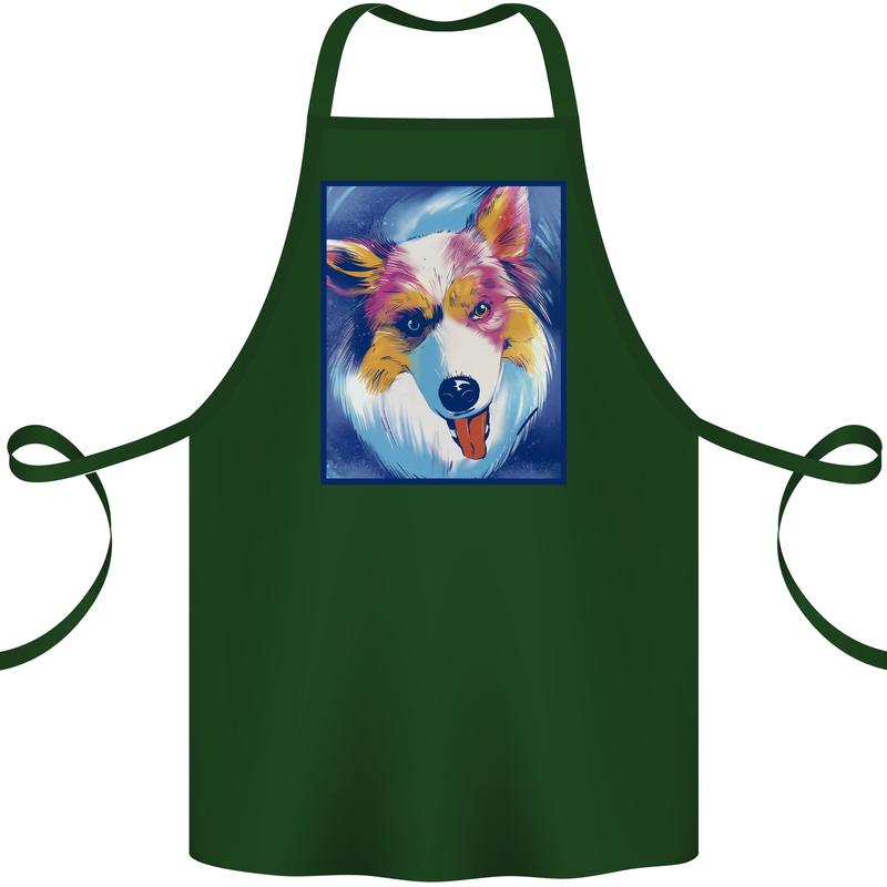 Abstract Australian Shepherd Dog Cotton Apron 100% Organic Forest Green