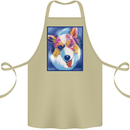 Abstract Australian Shepherd Dog Cotton Apron 100% Organic Khaki