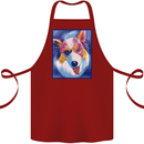 Abstract Australian Shepherd Dog Cotton Apron 100% Organic Maroon