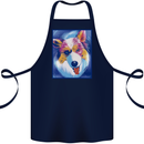 Abstract Australian Shepherd Dog Cotton Apron 100% Organic Navy Blue