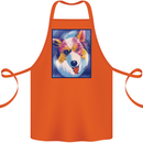 Abstract Australian Shepherd Dog Cotton Apron 100% Organic Orange