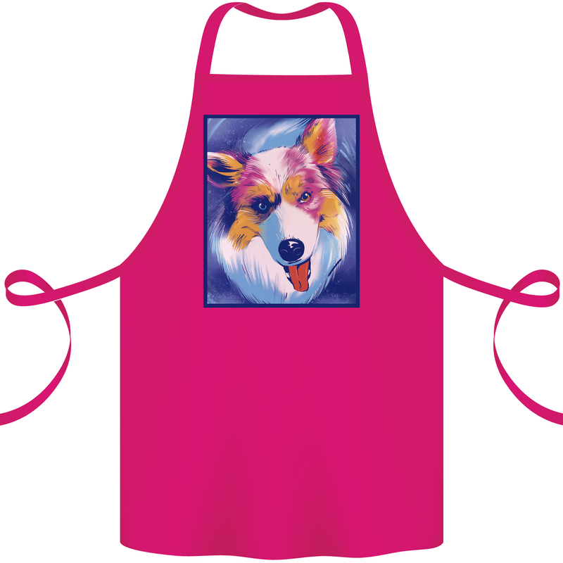 Abstract Australian Shepherd Dog Cotton Apron 100% Organic Pink