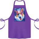 Abstract Australian Shepherd Dog Cotton Apron 100% Organic Purple