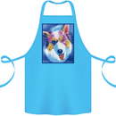 Abstract Australian Shepherd Dog Cotton Apron 100% Organic Turquoise