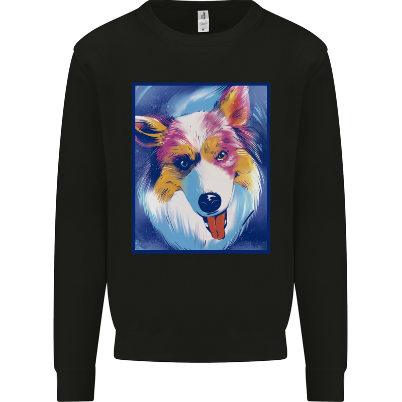 Abstract Australian Shepherd Dog Kids Sweatshirt Jumper Black