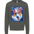 Abstract Australian Shepherd Dog Kids Sweatshirt Jumper Storm Grey