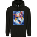 Abstract Australian Shepherd Dog Mens 80% Cotton Hoodie Black