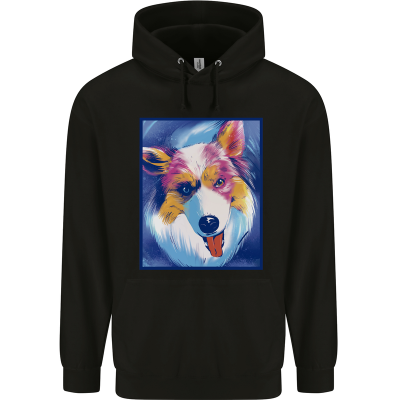 Abstract Australian Shepherd Dog Mens 80% Cotton Hoodie Black