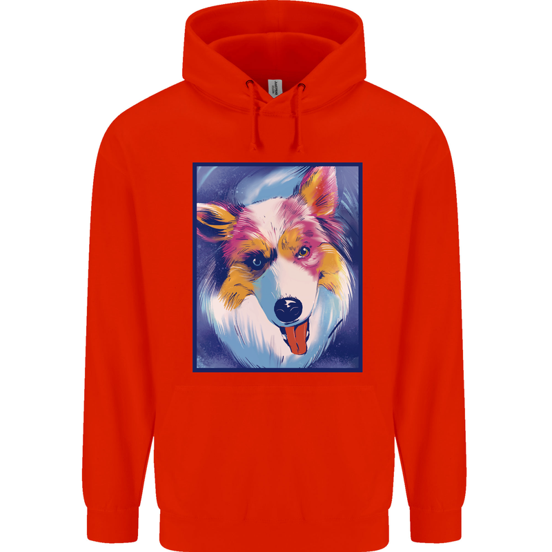 Abstract Australian Shepherd Dog Mens 80% Cotton Hoodie Bright Red