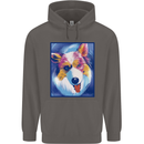 Abstract Australian Shepherd Dog Mens 80% Cotton Hoodie Charcoal