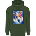 Abstract Australian Shepherd Dog Mens 80% Cotton Hoodie Forest Green