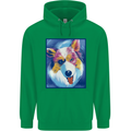 Abstract Australian Shepherd Dog Mens 80% Cotton Hoodie Irish Green