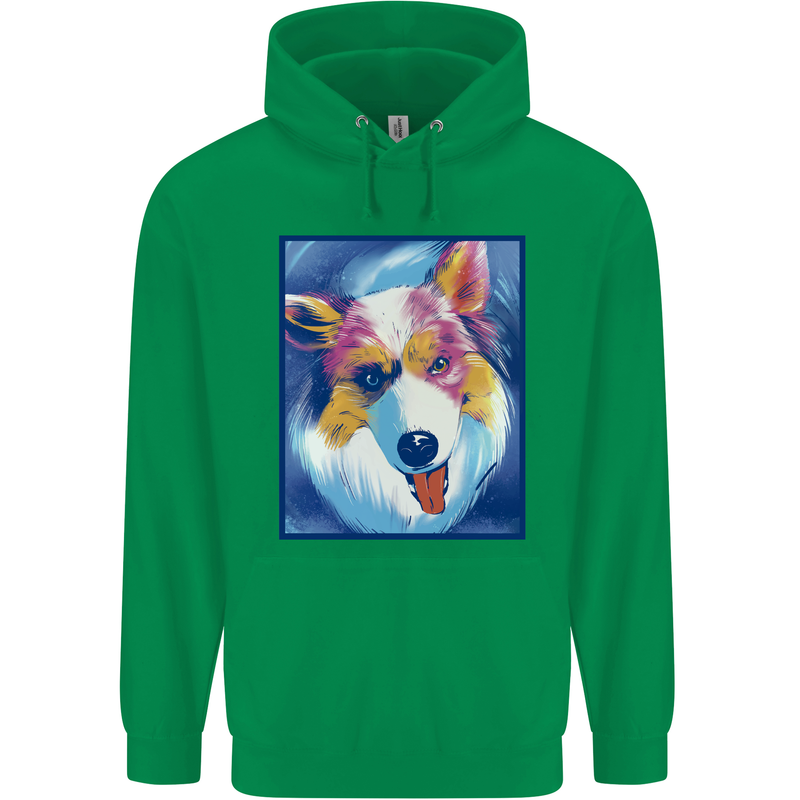 Abstract Australian Shepherd Dog Mens 80% Cotton Hoodie Irish Green