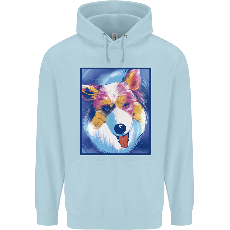 Abstract Australian Shepherd Dog Mens 80% Cotton Hoodie Light Blue