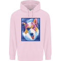 Abstract Australian Shepherd Dog Mens 80% Cotton Hoodie Light Pink
