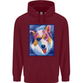 Abstract Australian Shepherd Dog Mens 80% Cotton Hoodie Maroon
