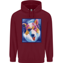 Abstract Australian Shepherd Dog Mens 80% Cotton Hoodie Maroon