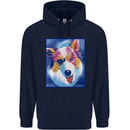Abstract Australian Shepherd Dog Mens 80% Cotton Hoodie Navy Blue