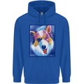 Abstract Australian Shepherd Dog Mens 80% Cotton Hoodie Royal Blue