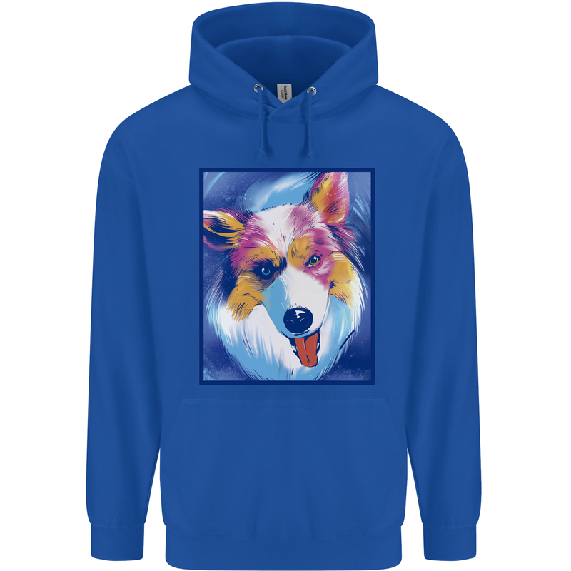 Abstract Australian Shepherd Dog Mens 80% Cotton Hoodie Royal Blue