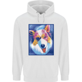 Abstract Australian Shepherd Dog Mens 80% Cotton Hoodie White